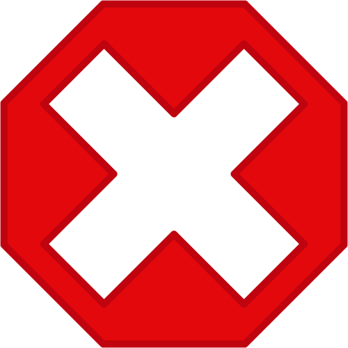 赤色の八角形のベクトル イメージ内でクロス ホワイト