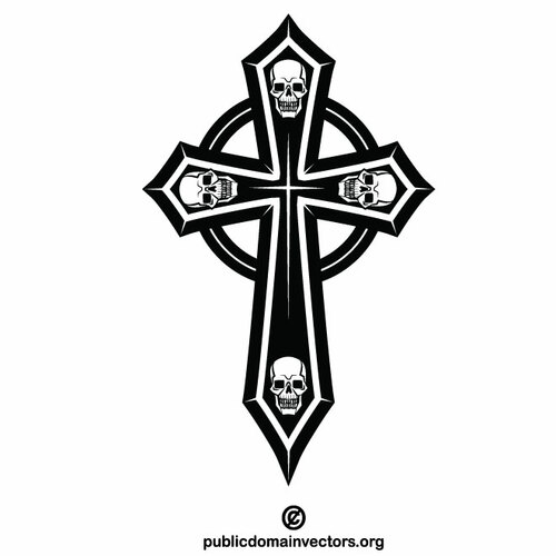 Religiöses Kreuz mit Schädeln
