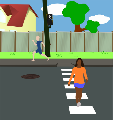 Neighborhood scene vector drawing