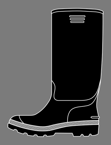 Vector image of black rubber boot on grey background