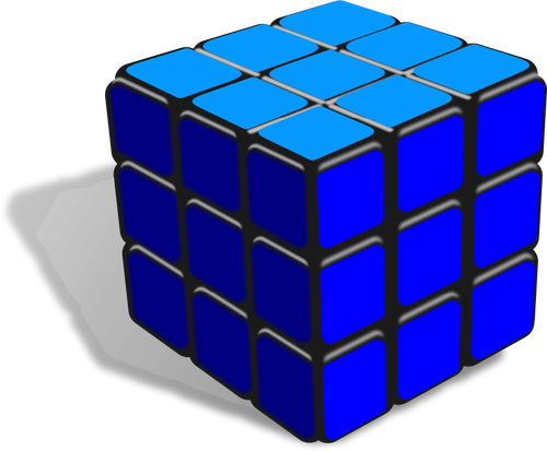 Desenho vetorial de azul do cubo de Rubik