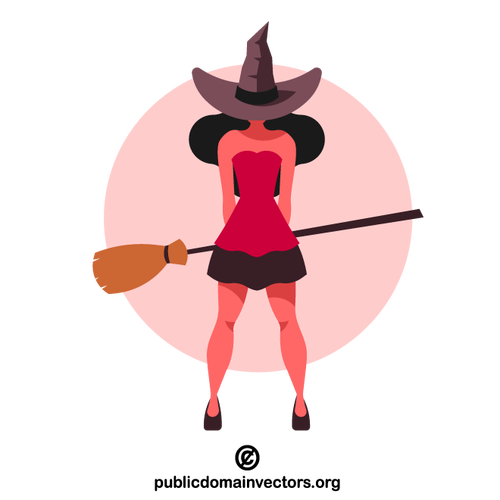 Cute witch with a broom