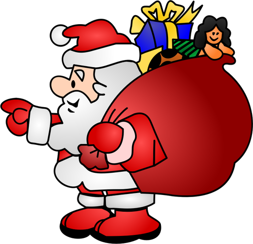 Papá Noel con una bolsa llena de regalos vector illustration