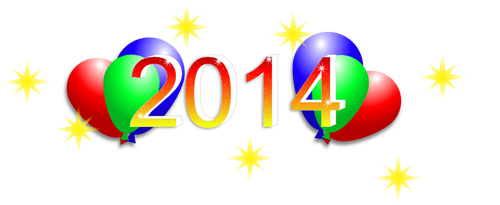 气球矢量绘图 2014 年新的一年快乐