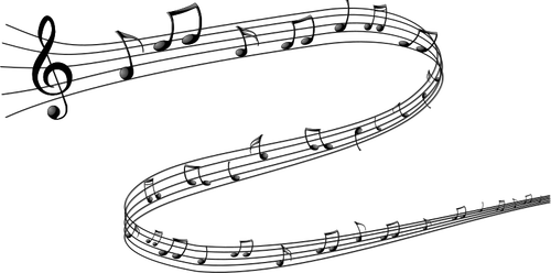 Desenho de vetor notas musicais de preto e branco