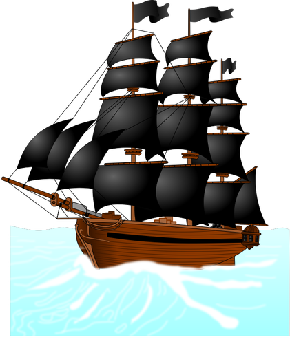 Graphiques vectoriels de voilier pirate énormes en mer indiscipliné