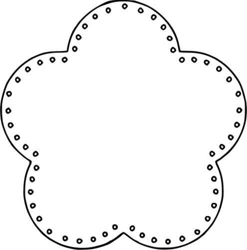 Vektor menggambar garis besar bunga 5 kerang dengan lubang