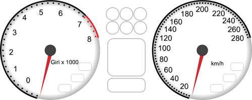 Gambar mobil dasbor tachometer dan speedometer vektor