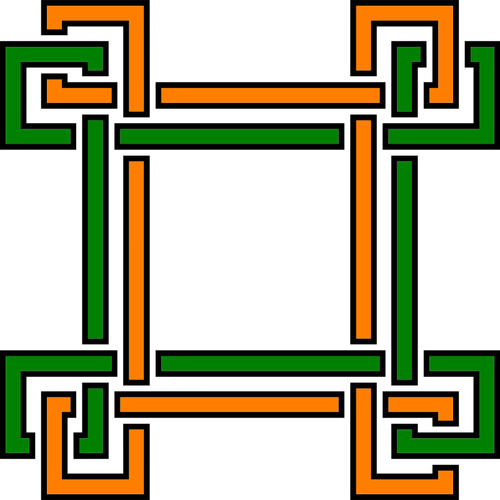 Modello quadrato con immagine di vettore di linee verde e arancione