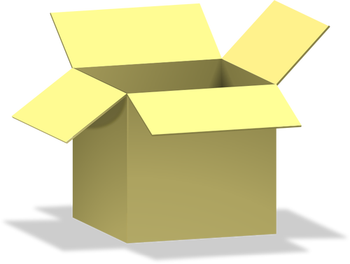 Vector de la imagen de la caja de cartón amarillo abierto