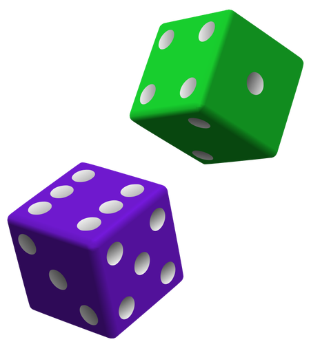 Green and purple dice