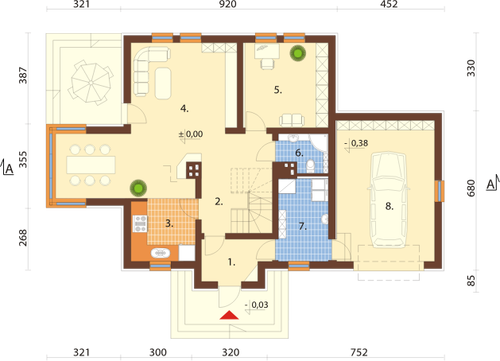 Vector graphics of one bedroom house architectural plan