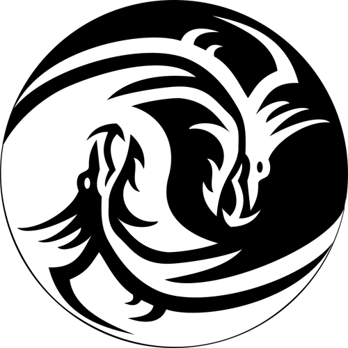 Ying yang dragon tecken vektor bild