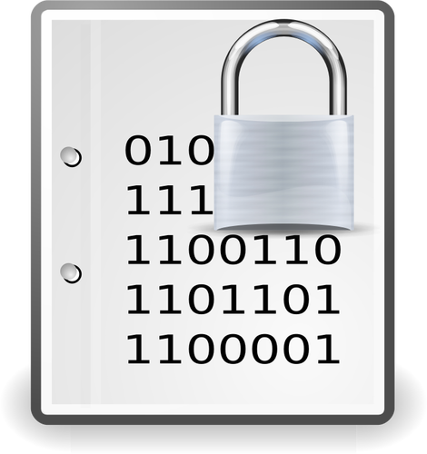 Vector afbeelding van pictogram gecodeerd document zilver