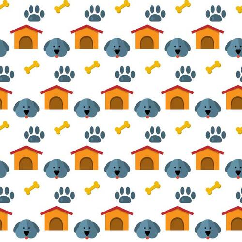 Cachorro casa sem costura padrão vector