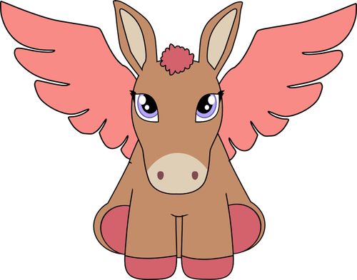 Desenho do burro do pegasus com olhos pruple vetorial