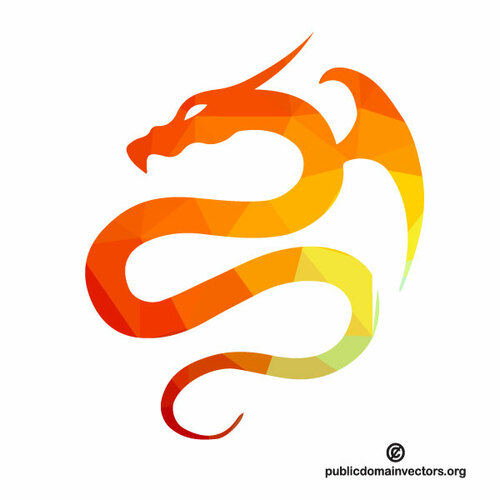 Gekleurde dragon silhouet