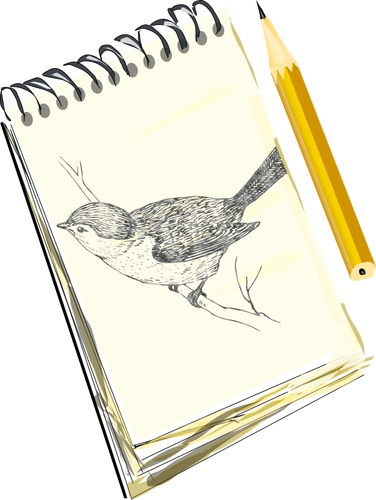 Блокнот, рисунок птицы на площадку