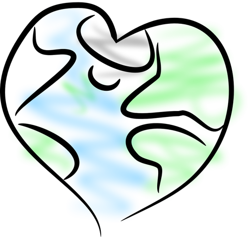 Earth heart vector image