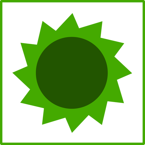 Ilustración vectorial del icono de sol verde eco con borde fino