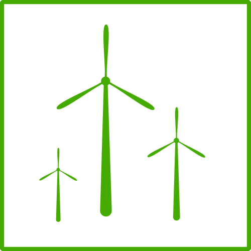 Imagine vectorială pictogramei eco vânt verde de energie cu chenar subţire