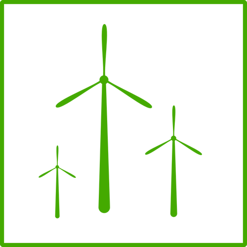 Vector de la imagen del icono de energía de viento verde eco con borde fino