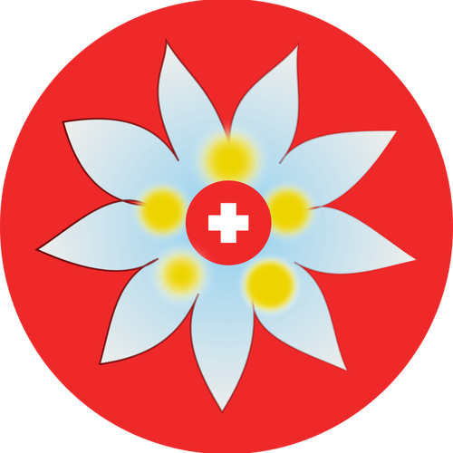 Swiss cross and flower