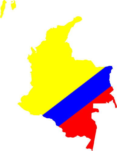 Colombian map in national flag colors