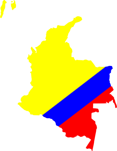 Colombiano mapa en colores de la bandera nacional