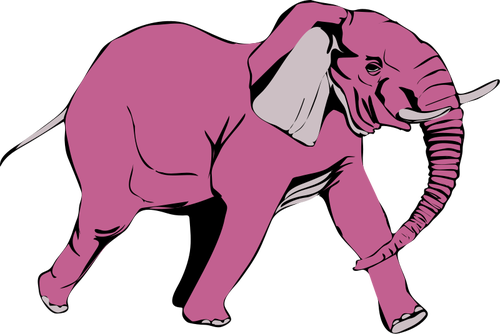 Gajah Pink berjalan vektor ilustrasi