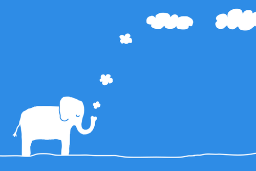 Vector clip art of elephant blowing clouds