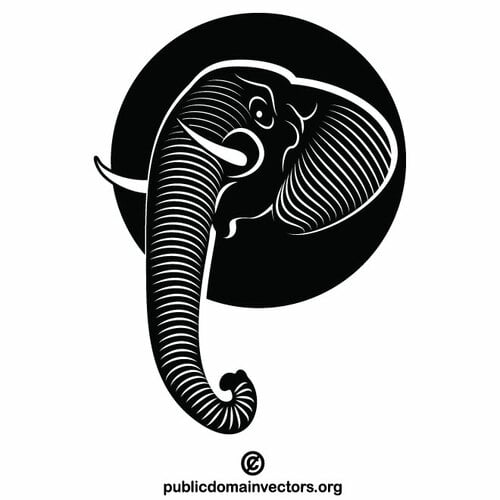 Elephant Silhouette svartvit konst