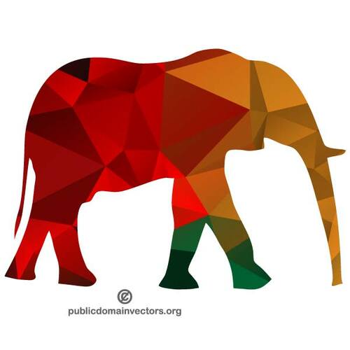 Elefant silueta cu model colorat