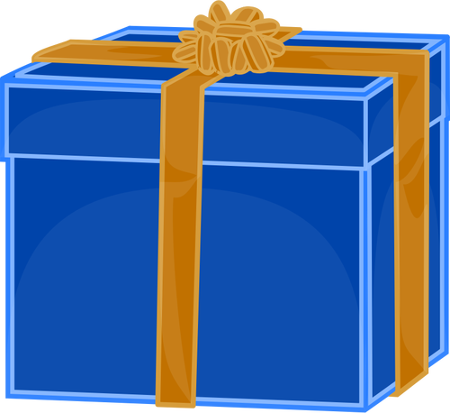 सोने रिबन के साथ नीले रंग उपहार बॉक्स के वेक्टर छवि
