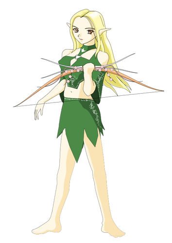 Grafika wektorowa łucznik dziewczyna w stroju zielony