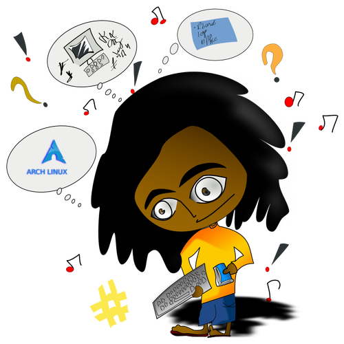 Vector de la imagen del hombre Afro con teclado roto