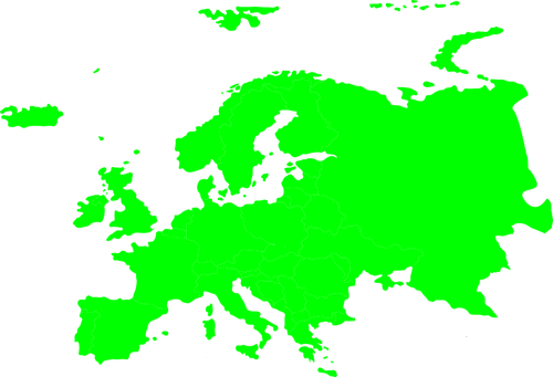 Silueta verde del mapa de Europa