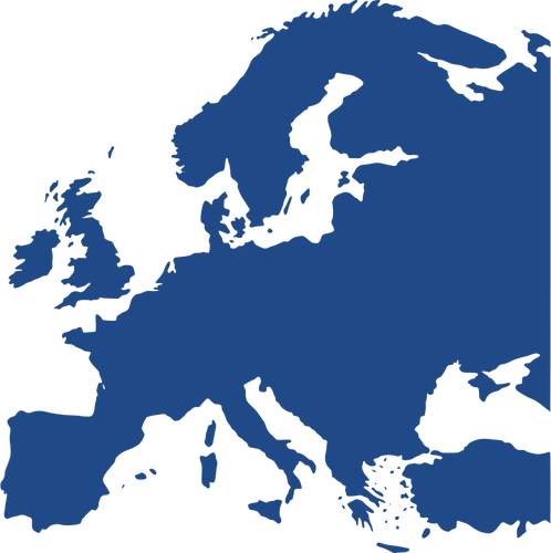 Map of Europe in dark blue color