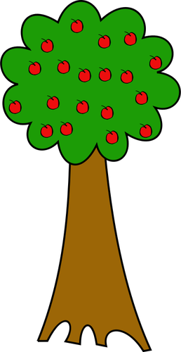 りんごの木を漫画のベクトル描画