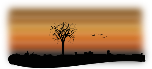 صورة ظلية ناقلات مقطع الفن من landsape الخريف