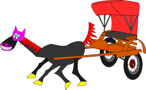 Cartoon paard en wagen