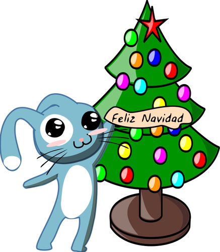 Conejito y árbol de Navidad