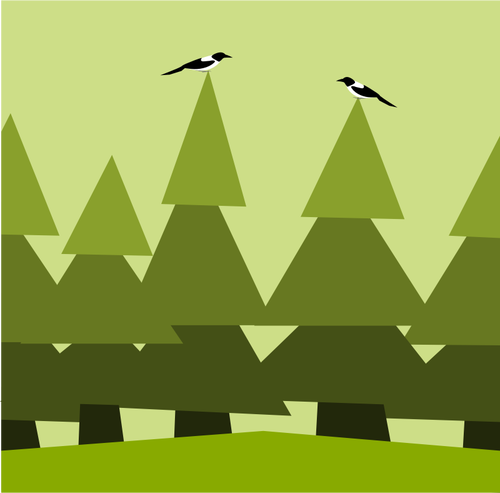 Wald mit Vögel illustration