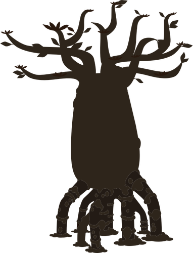 Firebug bottle tree silhouette vector illustration