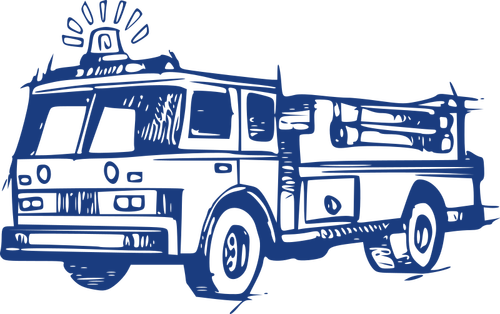 Veículo do corpo de bombeiros de desenho em azul