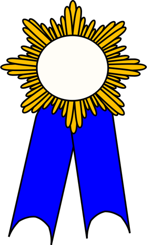 Vektorové grafiky zlatý medailon s modrou stužkou