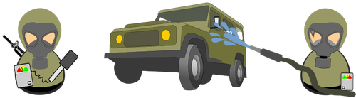 Décontamination de voiture militaire