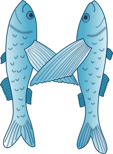 Ilustración de vector azul y blanco de dos peces