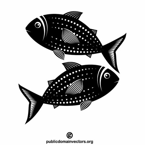 Peşte alb-negru vector miniaturi
