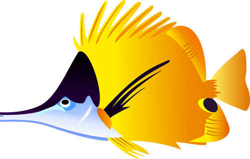 Ilustração vetorial de peixe preto e amarelo